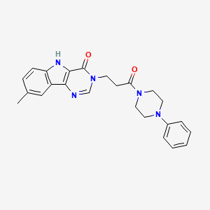 molecular formula C24H25N5O2 B2574852 8-methyl-3-(3-oxo-3-(4-phenylpiperazin-1-yl)propyl)-3H-pyrimido[5,4-b]indol-4(5H)-one CAS No. 1105212-86-9