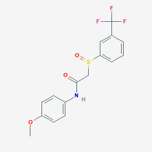 molecular formula C16H14F3NO3S B2574855 N-(4-methoxyphenyl)-2-{[3-(trifluoromethyl)phenyl]sulfinyl}acetamide CAS No. 339097-45-9