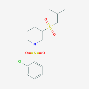molecular formula C15H22ClNO4S2 B2574862 1-(2-氯苯磺酰基)-3-(2-甲基丙烷磺酰基)哌啶 CAS No. 2097857-20-8