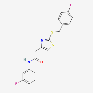 molecular formula C18H14F2N2OS2 B2574863 2-(2-((4-fluorobenzyl)thio)thiazol-4-yl)-N-(3-fluorophenyl)acetamide CAS No. 941922-69-6