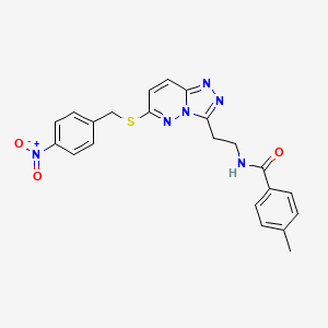 molecular formula C22H20N6O3S B2574874 4-methyl-N-(2-(6-((4-nitrobenzyl)thio)-[1,2,4]triazolo[4,3-b]pyridazin-3-yl)ethyl)benzamide CAS No. 872995-24-9
