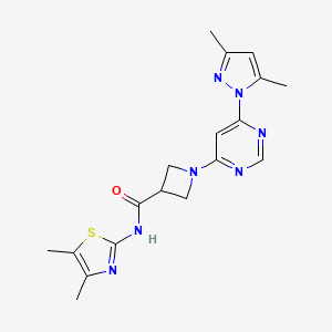 molecular formula C18H21N7OS B2574876 1-(6-(3,5-二甲基-1H-吡唑-1-基)嘧啶-4-基)-N-(4,5-二甲基噻唑-2-基)氮杂环丁烷-3-甲酰胺 CAS No. 2034473-89-5