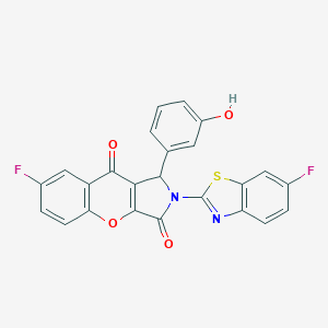 molecular formula C24H12F2N2O4S B257488 7-Fluoro-2-(6-fluoro-1,3-benzothiazol-2-yl)-1-(3-hydroxyphenyl)-1,2-dihydrochromeno[2,3-c]pyrrole-3,9-dione 