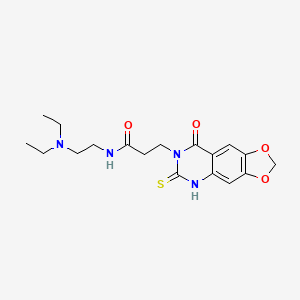 molecular formula C18H24N4O4S B2574882 N-[2-(二乙氨基)乙基]-3-(8-氧代-6-硫代-5,8-二氢[1,3]二氧杂环[4,5-g]喹唑啉-7(6H)-基)丙酰胺 CAS No. 688054-95-7