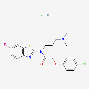 molecular formula C20H22Cl2FN3O2S B2574884 2-(4-chlorophenoxy)-N-(3-(dimethylamino)propyl)-N-(6-fluorobenzo[d]thiazol-2-yl)acetamide hydrochloride CAS No. 1052534-62-9