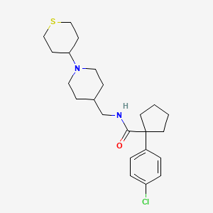 molecular formula C23H33ClN2OS B2574886 1-(4-氯苯基)-N-((1-(四氢-2H-噻吩-4-基)哌啶-4-基)甲基)环戊烷甲酰胺 CAS No. 2034617-53-1