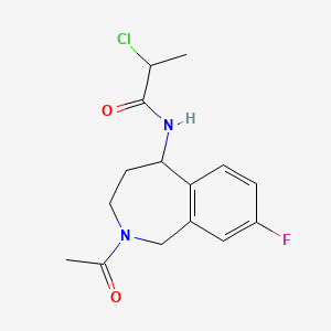 molecular formula C15H18ClFN2O2 B2574891 N-(2-Acetyl-8-fluoro-1,3,4,5-tetrahydro-2-benzazepin-5-yl)-2-chloropropanamide CAS No. 2411298-87-6