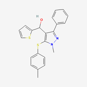 molecular formula C22H20N2OS2 B2574896 {1-methyl-5-[(4-methylphenyl)sulfanyl]-3-phenyl-1H-pyrazol-4-yl}(thiophen-2-yl)methanol CAS No. 318949-17-6