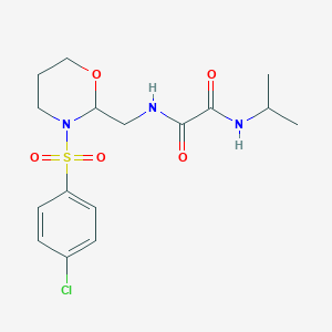 molecular formula C16H22ClN3O5S B2574899 N1-((3-((4-氯苯基)磺酰基)-1,3-恶嗪烷-2-基)甲基)-N2-异丙基草酰胺 CAS No. 872722-84-4