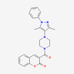 molecular formula C25H24N4O3 B2574905 3-(4-(3,5-dimethyl-1-phenyl-1H-pyrazol-4-yl)piperazine-1-carbonyl)-2H-chromen-2-one CAS No. 1251635-73-0