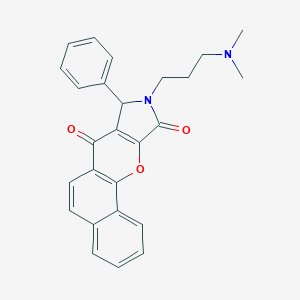 molecular formula C26H24N2O3 B257491 14-[3-(Dimethylamino)propyl]-13-phenyl-17-oxa-14-azatetracyclo[8.7.0.02,7.012,16]heptadeca-1(10),2,4,6,8,12(16)-hexaene-11,15-dione 