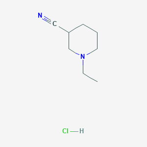 molecular formula C8H15ClN2 B2574910 1-Ethylpiperidine-3-carbonitrile hydrochloride CAS No. 2126178-12-7