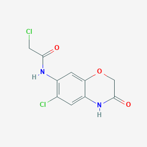 molecular formula C10H8Cl2N2O3 B2574919 2-chloro-N-(6-chloro-3-oxo-4H-1,4-benzoxazin-7-yl)acetamide CAS No. 1156966-95-8
