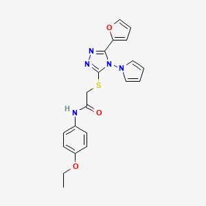 molecular formula C20H19N5O3S B2574921 N-(4-ethoxyphenyl)-2-{[5-(furan-2-yl)-4-(1H-pyrrol-1-yl)-4H-1,2,4-triazol-3-yl]sulfanyl}acetamide CAS No. 886934-31-2