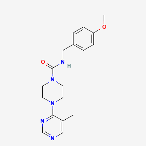 molecular formula C18H23N5O2 B2574929 N-(4-甲氧苄基)-4-(5-甲基嘧啶-4-基)哌嗪-1-甲酰胺 CAS No. 1428363-40-9