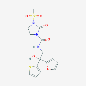 molecular formula C15H17N3O6S2 B2574931 N-(2-(呋喃-2-基)-2-羟基-2-(噻吩-2-基)乙基)-3-(甲磺酰基)-2-氧代咪唑烷-1-甲酰胺 CAS No. 2034264-26-9