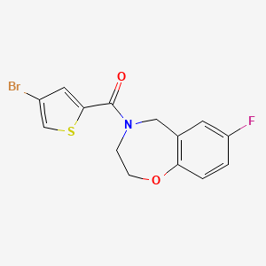 molecular formula C14H11BrFNO2S B2574941 (4-溴噻吩-2-基)(7-氟-2,3-二氢苯并[f][1,4]恶二杂环-4(5H)-基)甲苯酮 CAS No. 2034605-24-6