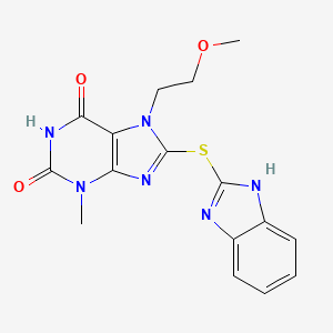 8-(1H-benzimidazol-2-ylsulfanyl)-7-(2-methoxyethyl)-3-methylpurine-2,6-dione