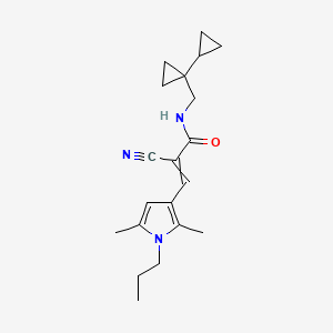 molecular formula C20H27N3O B2574960 N-({[1,1'-bi(cyclopropane)]-1-yl}methyl)-2-cyano-3-(2,5-dimethyl-1-propyl-1H-pyrrol-3-yl)prop-2-enamide CAS No. 1424359-00-1