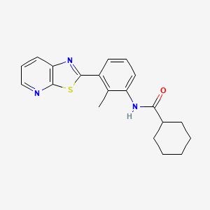molecular formula C20H21N3OS B2574963 N-(2-methyl-3-(thiazolo[5,4-b]pyridin-2-yl)phenyl)cyclohexanecarboxamide CAS No. 863593-56-0