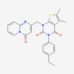 molecular formula C25H22N4O3S B2574973 3-(4-Ethylphenyl)-5,6-dimethyl-1-[(4-oxopyrido[1,2-a]pyrimidin-2-yl)methyl]thieno[2,3-d]pyrimidine-2,4-dione CAS No. 852454-58-1