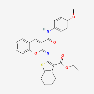 (Z)-ethyl 2-((3-((4-methoxyphenyl)carbamoyl)-2H-chromen-2-ylidene)amino)-4,5,6,7-tetrahydrobenzo[b]thiophene-3-carboxylate