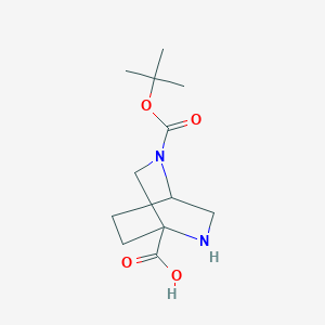 molecular formula C12H20N2O4 B2574992 5-(Tert-butoxycarbonyl)-2,5-diazabicyclo[2.2.2]octane-1-carboxylic acid CAS No. 1779427-66-5