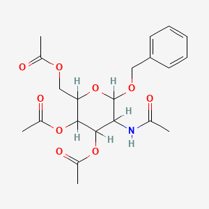 molecular formula C21H27NO9 B2574994 Acetic acid 3-acetoxy-2-acetoxymethyl-5-acetylamino-6-benzyloxy-tetrahydro-pyran-4-yl ester CAS No. 347411-87-4