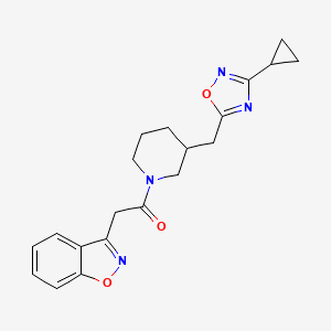 molecular formula C20H22N4O3 B2575002 2-(Benzo[d]isoxazol-3-yl)-1-(3-((3-cyclopropyl-1,2,4-oxadiazol-5-yl)methyl)piperidin-1-yl)ethanone CAS No. 1705073-32-0