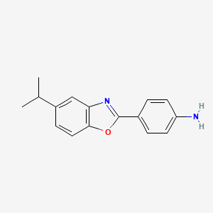 molecular formula C16H16N2O B2575005 4-(5-Propan-2-yl-1,3-benzoxazol-2-yl)aniline CAS No. 356085-12-6