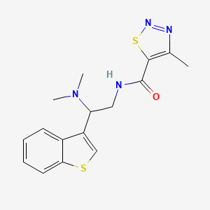 molecular formula C16H18N4OS2 B2575006 N-(2-(benzo[b]thiophen-3-yl)-2-(dimethylamino)ethyl)-4-methyl-1,2,3-thiadiazole-5-carboxamide CAS No. 2034464-28-1