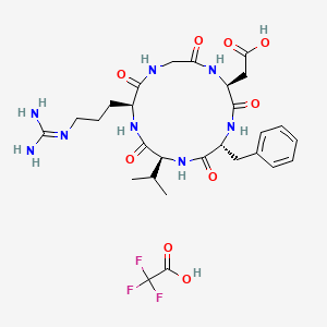 molecular formula C28H39F3N8O9 B2575007 环（精氨酸-甘氨酸-天冬氨酸-D-苯丙氨酸-缬氨酸）三氟乙酸 CAS No. 199807-33-5