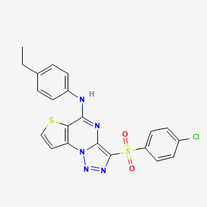 10-(4-chlorobenzenesulfonyl)-N-(4-ethylphenyl)-5-thia-1,8,11,12-tetraazatricyclo[7.3.0.0^{2,6}]dodeca-2(6),3,7,9,11-pentaen-7-amine