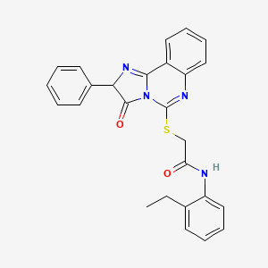 molecular formula C26H22N4O2S B2575016 N-(2-ethylphenyl)-2-((3-oxo-2-phenyl-2,3-dihydroimidazo[1,2-c]quinazolin-5-yl)thio)acetamide CAS No. 1053115-83-5
