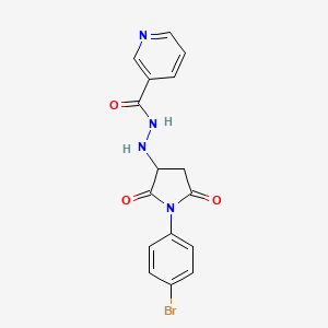 molecular formula C16H13BrN4O3 B2575017 N'-[1-(4-bromophenyl)-2,5-dioxo-3-pyrrolidinyl]nicotinohydrazide CAS No. 957265-96-2