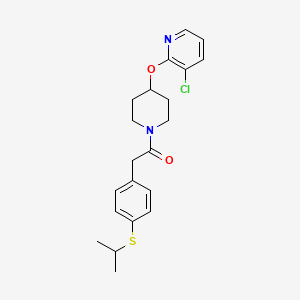 molecular formula C21H25ClN2O2S B2575033 1-(4-((3-氯吡啶-2-基)氧基)哌啶-1-基)-2-(4-(异丙硫基)苯基)乙酮 CAS No. 1448037-45-3