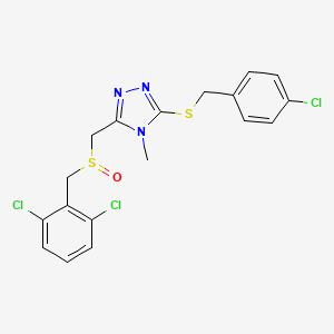 molecular formula C18H16Cl3N3OS2 B2575038 {5-[(4-chlorobenzyl)sulfanyl]-4-methyl-4H-1,2,4-triazol-3-yl}methyl 2,6-dichlorobenzyl sulfoxide CAS No. 344271-72-3