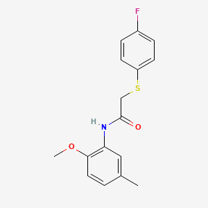 molecular formula C16H16FNO2S B2575046 2-[(4-fluorophenyl)sulfanyl]-N-(2-methoxy-5-methylphenyl)acetamide CAS No. 764705-07-9