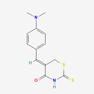 molecular formula C13H14N2OS2 B2575047 (5Z)-5-[4-(ジメチルアミノ)ベンジリデン]-2-チオキソ-1,3-チアザナン-4-オン CAS No. 1160484-92-3