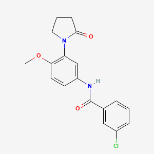 molecular formula C18H17ClN2O3 B2575054 3-氯-N-(4-甲氧基-3-(2-氧代吡咯烷-1-基)苯基)苯甲酰胺 CAS No. 941934-37-8