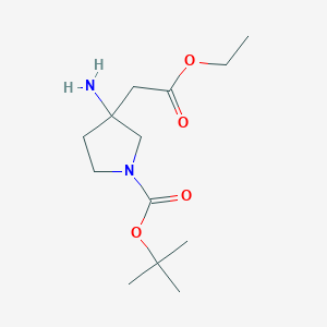 molecular formula C13H24N2O4 B2575056 Ethyl (3-amino-1-boc-pyrrolidin-3-yl)-acetate CAS No. 1262407-10-2; 1784037-40-6; 2241129-13-3