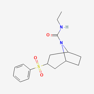 molecular formula C16H22N2O3S B2575059 (1R,5S)-N-乙基-3-(苯磺酰基)-8-氮杂双环[3.2.1]辛烷-8-甲酰胺 CAS No. 1448073-99-1