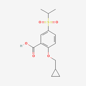 molecular formula C14H18O5S B2575060 2-(Cyclopropylmethoxy)-5-(isopropylsulfonyl)benzoic acid CAS No. 845617-56-3