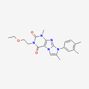 molecular formula C21H25N5O3 B2575065 8-(3,4-dimethylphenyl)-3-(2-ethoxyethyl)-1,7-dimethyl-1H-imidazo[2,1-f]purine-2,4(3H,8H)-dione CAS No. 877643-80-6