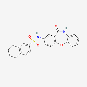molecular formula C23H20N2O4S B2575068 N-(11-oxo-10,11-dihydrodibenzo[b,f][1,4]oxazepin-2-yl)-5,6,7,8-tetrahydronaphthalene-2-sulfonamide CAS No. 922011-50-5