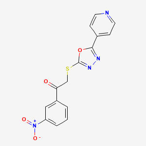 molecular formula C15H10N4O4S B2575080 1-(3-硝基苯基)-2-[(5-吡啶-4-基-1,3,4-恶二唑-2-基)硫代]乙酮 CAS No. 420831-80-7