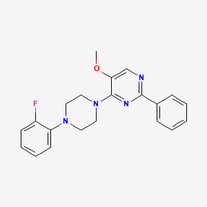 molecular formula C21H21FN4O B2575091 4-[4-(2-Fluorphenyl)piperazin-1-yl]-5-methoxy-2-phenylpyrimidin CAS No. 477863-89-1