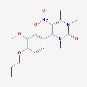 molecular formula C17H23N3O5 B2575095 4-(3-methoxy-4-propoxyphenyl)-1,3,6-trimethyl-5-nitro-3,4-dihydropyrimidin-2(1H)-one CAS No. 610282-45-6