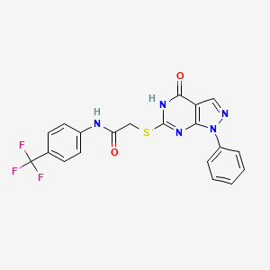 2-((4-oxo-1-phenyl-4,5-dihydro-1H-pyrazolo[3,4-d]pyrimidin-6-yl)thio)-N-(4-(trifluoromethyl)phenyl)acetamide