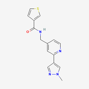 molecular formula C15H14N4OS B2575100 N-((2-(1-methyl-1H-pyrazol-4-yl)pyridin-4-yl)methyl)thiophene-3-carboxamide CAS No. 2034309-29-8